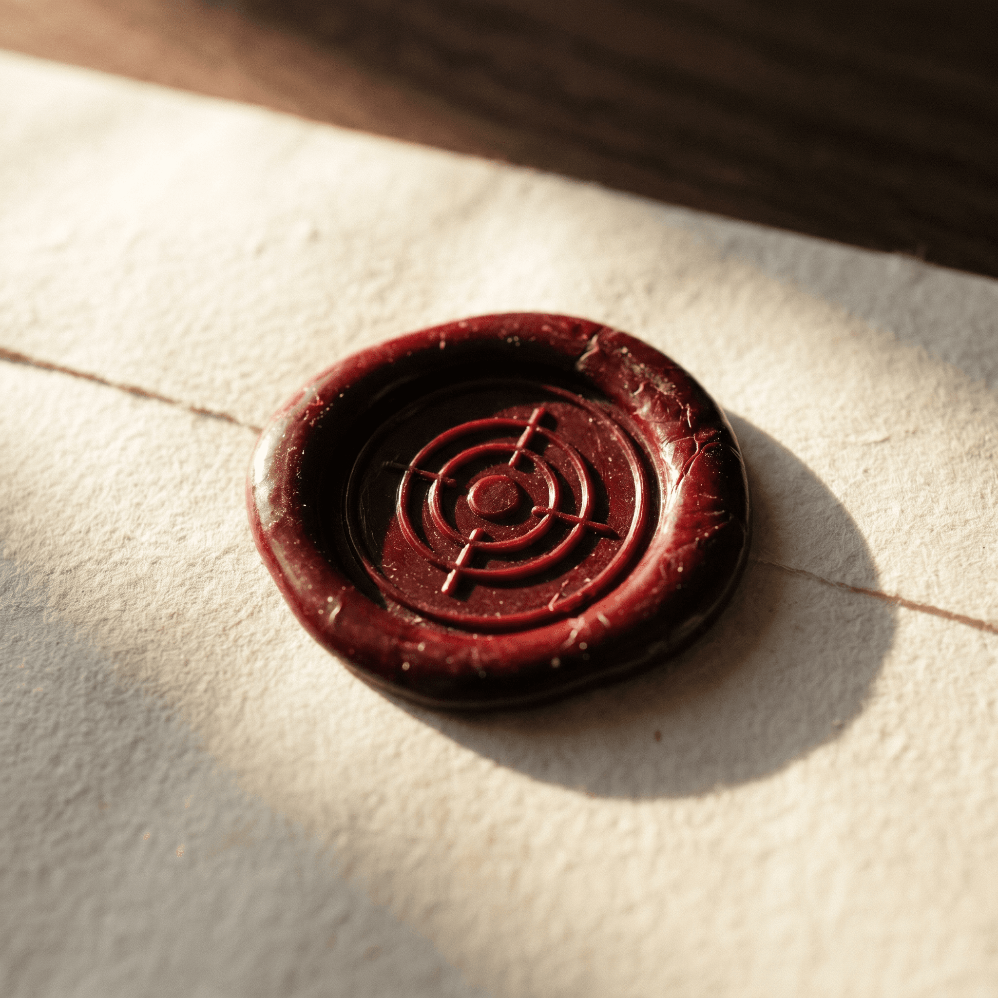 An oxblood wax-seal certificate on cream paper — Director Dreams studio mark.
